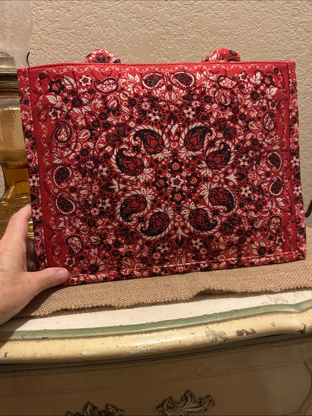 Montana West Red Paisley-Print Tote Bag for Women